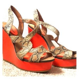 Lucky Brand platform wedge sling back sandal